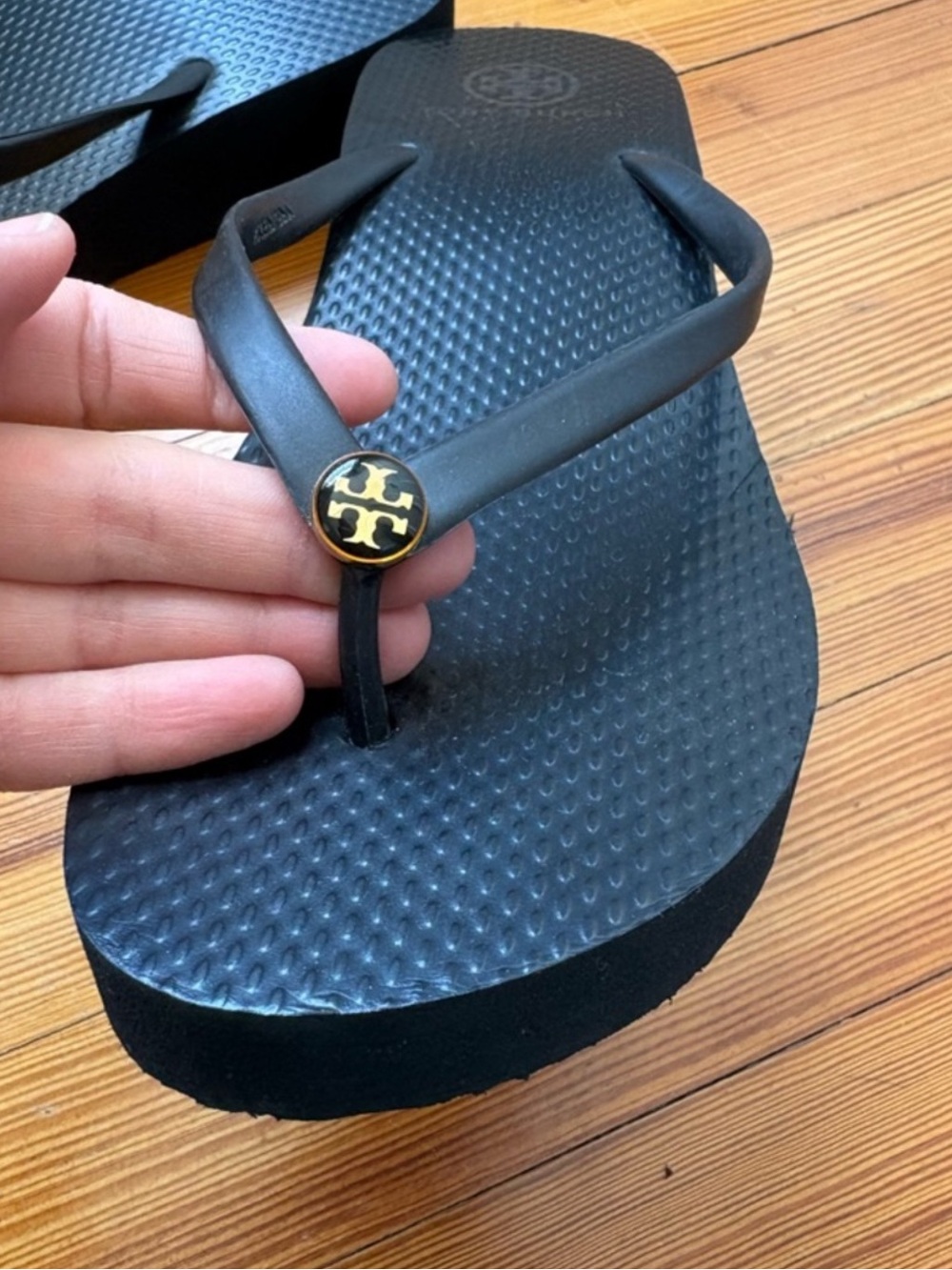 Tory Burch Monogram Toe-Post Wedge Flip Flops